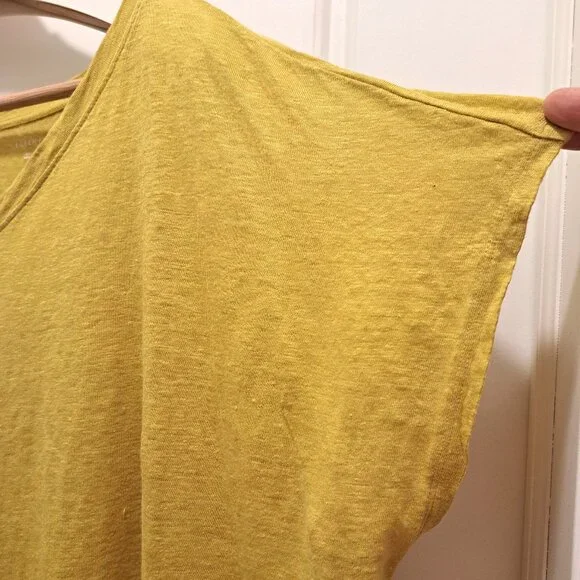 Eileen Fisher Organic Linen Jersey V-Neck Tee LemonDrop Size XL - Picture 5 of 8